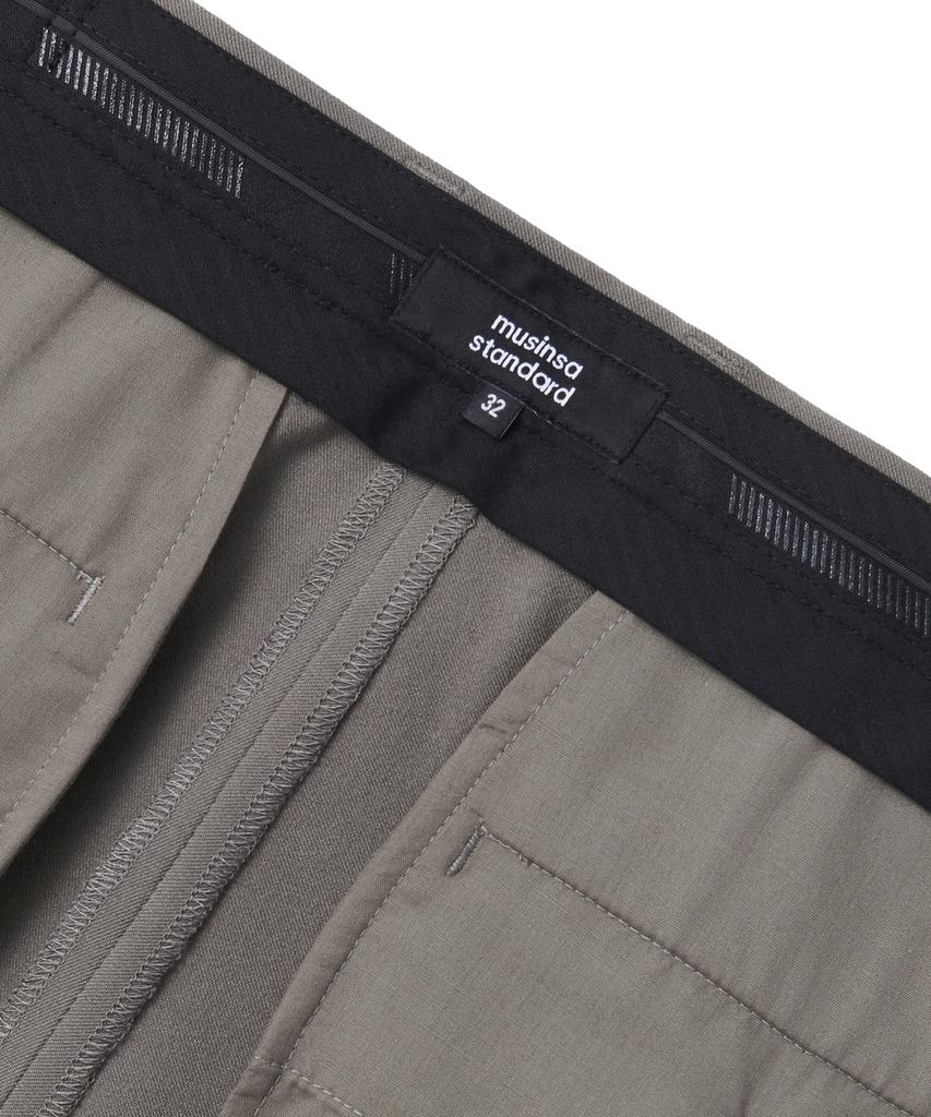 MUSINSA STANDARD Wide Hidden Banding Crop Slacks [Dusty Beige]