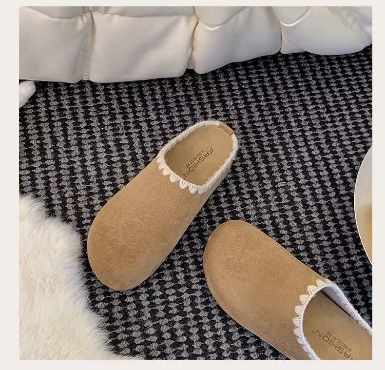 

Ретро замшевые Boken полушлепанцы 2025 ранняя осень новинка кружево толстая подошва ощущение лени увеличенные ленивые сумка голова тапочки 40 хаки