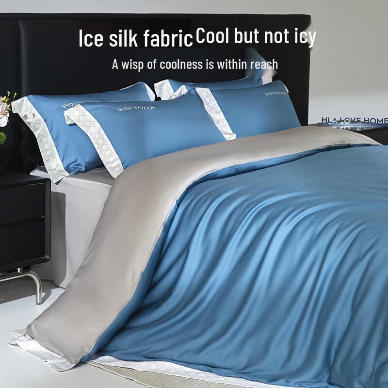 Set Lenzuola Estivo HLA Home in Seta Ghiacciata 4 Pezzi