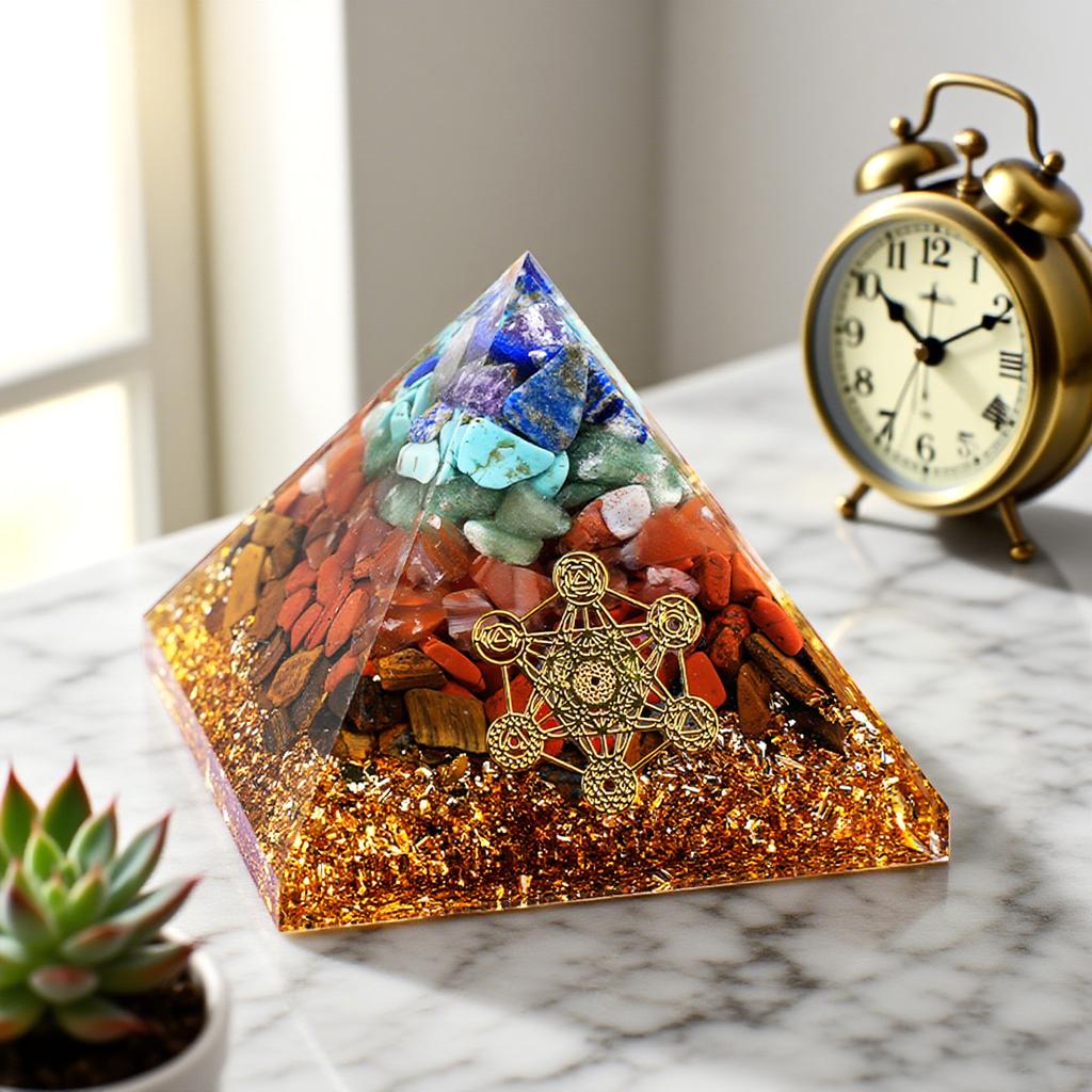 6.5cm Pyramid Resin Crystal Epoxy Glue Crafted Hirback Pattern Home Crafts Desktop Office Decorations Gifts