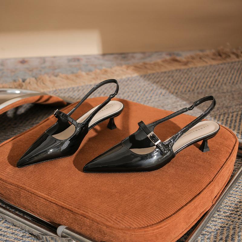 Fashion Summer New High-heeled Thin-heeled Pointed-pointed Shallow Mouth Rear Empty Women's Sandals