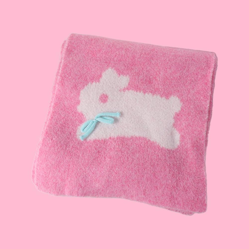 Soft Cartoon Thick Shawl Warmer Long Scarf Large Rabbit Knitted Scarf  Spring