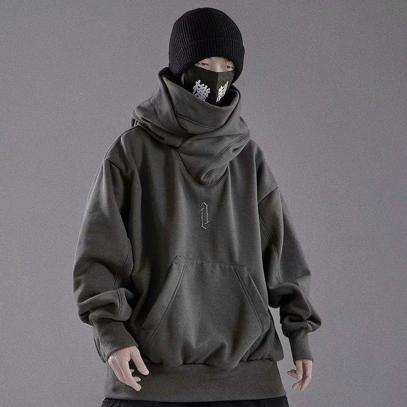 

Vintage Hooded High Neck Sweater Men s Autumn and Winter Loose High Street Hip Hop Sweater Coat Top