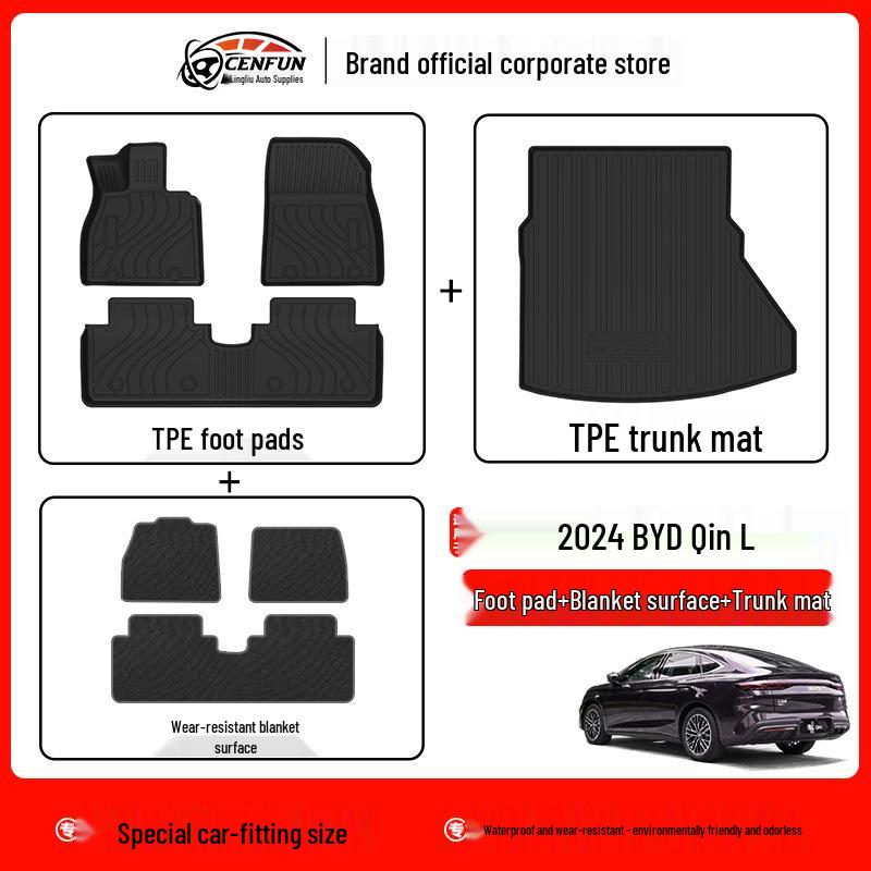 TPE Waterproof, Odorless Trunk and Floor Mats for BYD Qin L EV (2015)