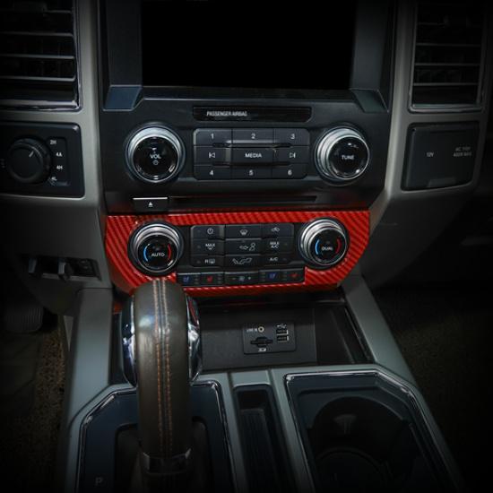 Central Air Conditioner Adjust Switch Panel Trim for Ford F150 15-20 Red Carbon