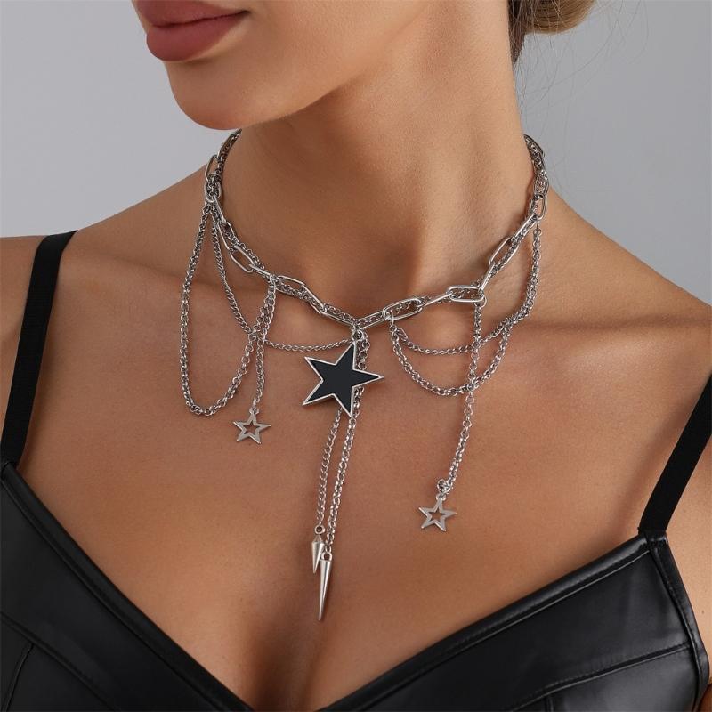 Fashion Forward Hollow Star Necklace Versatile Layering Jewelry For Women Lightweight Alloy Daily Wear Accessory