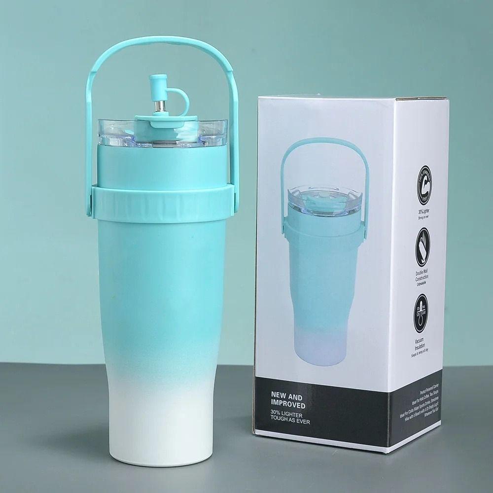 With Straw Insulated Water Bottle 316 Stainless Steel Office Double Drink Cup Kid
