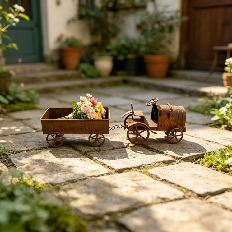 Estilos Antiguos Hechos a Mano Maceta Artística de Tractor Antiguo Con Excelente Drenaje Para Decoración del Hogar y el Jardín Plantar Flores y Hierbas