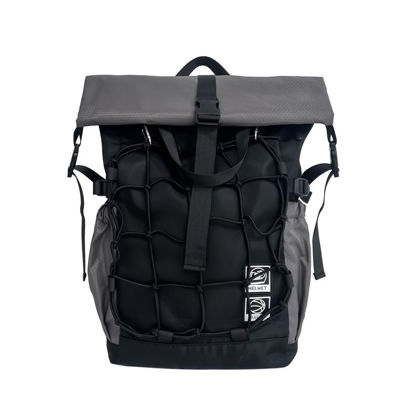 

Multifunction Outdoor Sport Basketball Helmet Backpack Men Women Hip Hop Techwear Waterproof Roll-top Travel Bag сірий колір