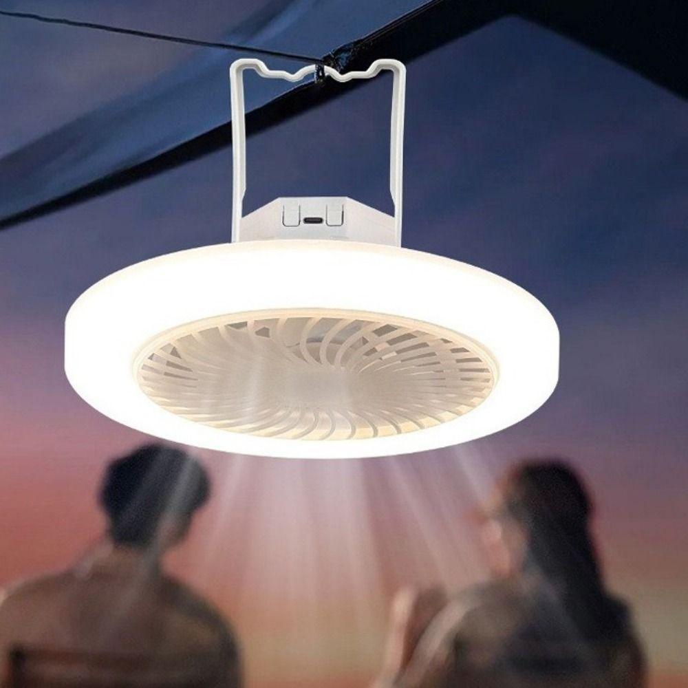 USB Rechargeable Ceiling Fan Light Energy Saving Electric Fan Night Lamp  Outdoor Tent