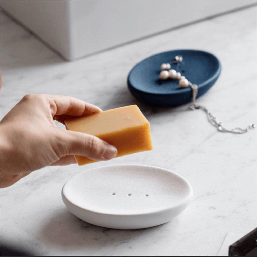 Snowflake Glaze Ceramic Frosted Soap Dish Keep Soap Bars Dry Soap Drying Rack  Bathroom