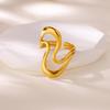 Geometric Leaf Stainless Steel Ring for Women Mama Girlfriend Gold Color Anti Fading Open Rings Jewelry Vacation Christmas Gifts