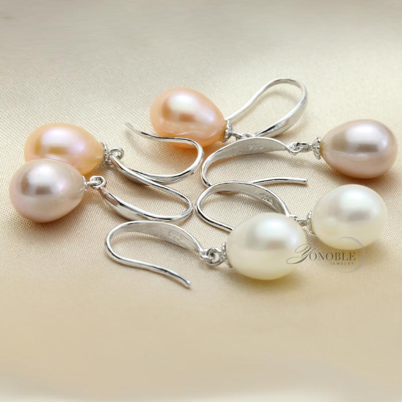 Bridal Natural Freshwater Pearl Earrings And Necklace Set,925 Silver Pearl Jewelry Set Wife Mother Gift White Pink Black