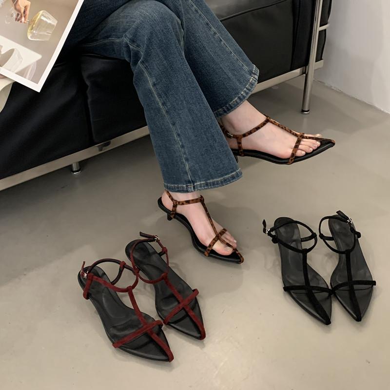Bailamos2025 Summer New Women Sandals Thin Low Heel Ankle Strap Dress Party Shoes Fashion Narrow Band Ladies Gladiator Shoes