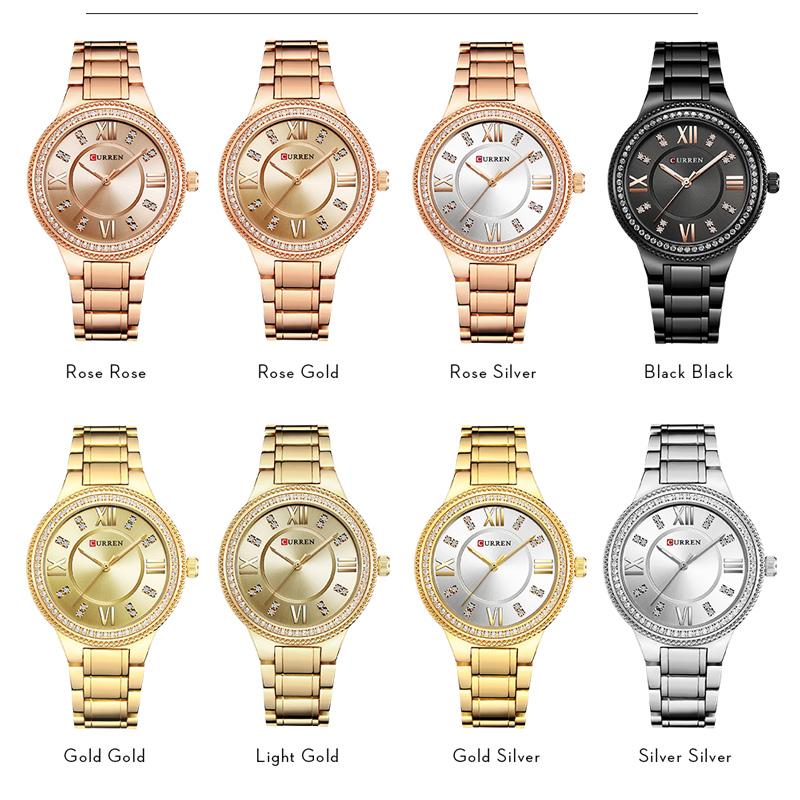 CURREN New Fashion Women Watch Top Brand Luxury Ladies Girl Wristwatch Gold Stainless Steel Bracelet Classic Female Clock 9004