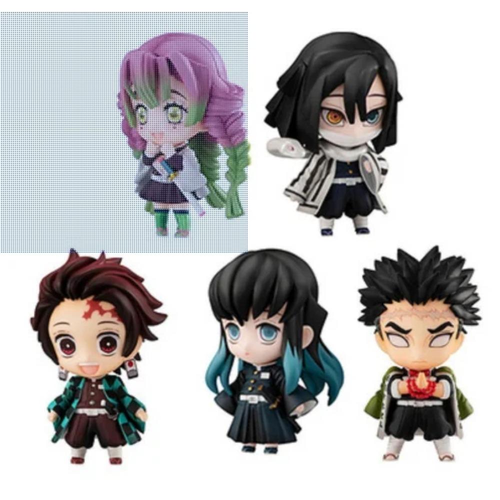 5Pcs Anime Demon Slayer Set Toy Figure Action Figure Kamado Tanjirou Nezuko Car Ornament Desktop Zenitsu Decorative Inosuke Doll