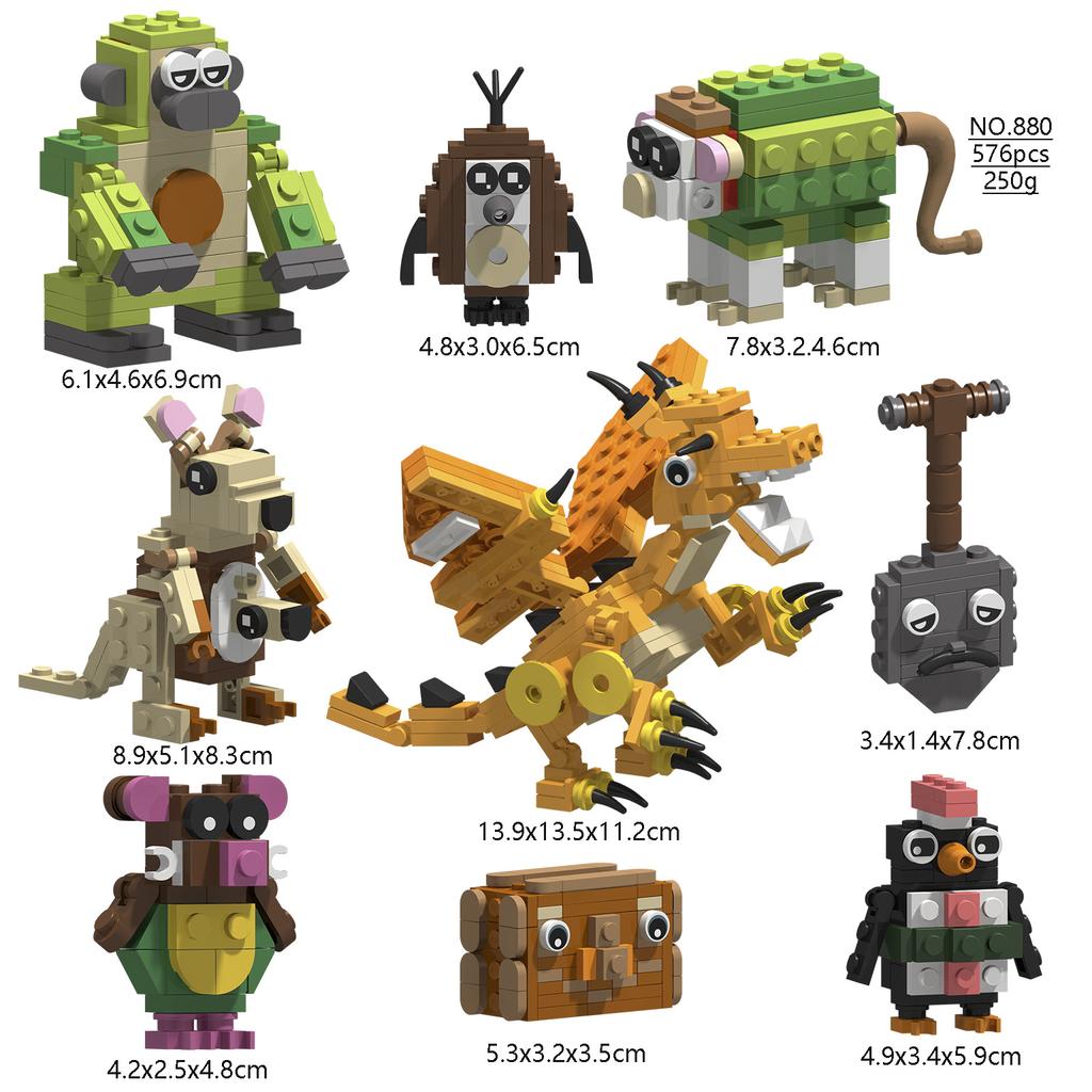 New Brainrot Bricks Tung Tung Sahur Tralalero Building Blocks Set Creative Kits Funny Assembly Brick Set for Kids Adults