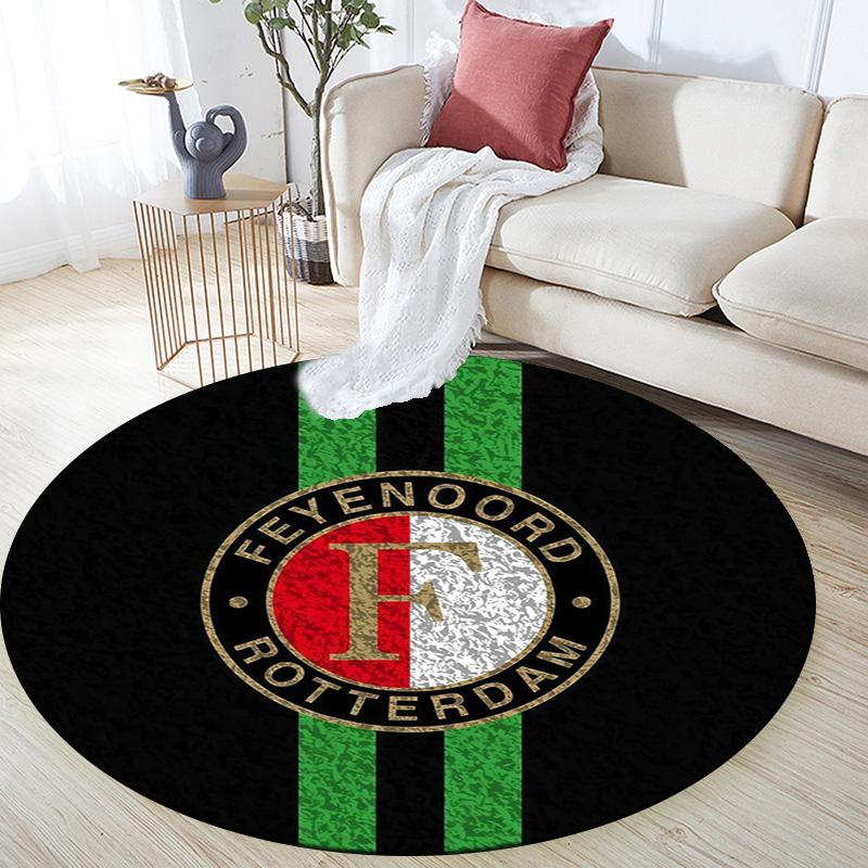 Feyenoord Rotterdam Round Area Rug,Carpet Rug for Living Room Bedroom Sofa Playroom Decor,Non-slip Floor Mat