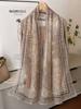 Fashion new long silk scarf women's Korean version line printing simulation silk medium length thin scarf sunscreen shawl