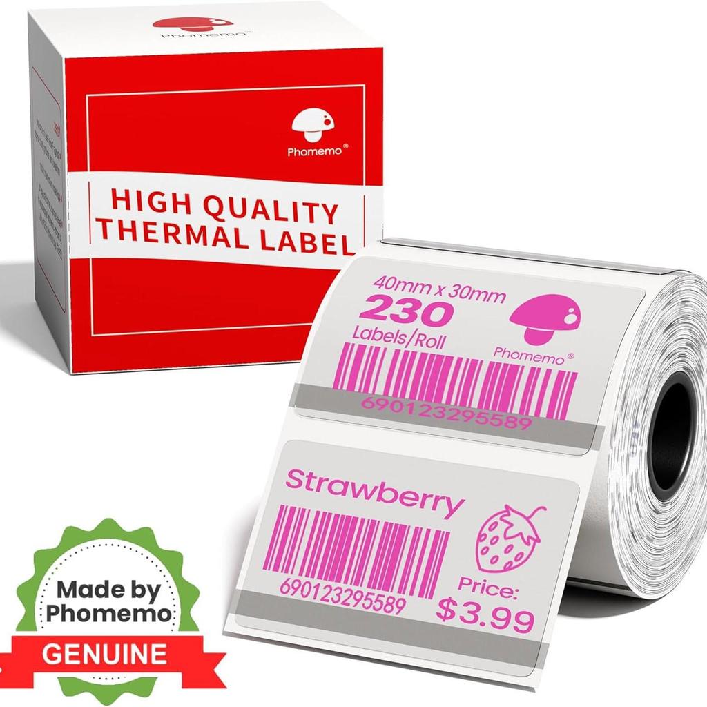 Phomemo M110 Thermodruck-Etikettenpapier: Selbstklebende, wasserdichte Preisschilder für Schmuck & Bekleidungsetiketten