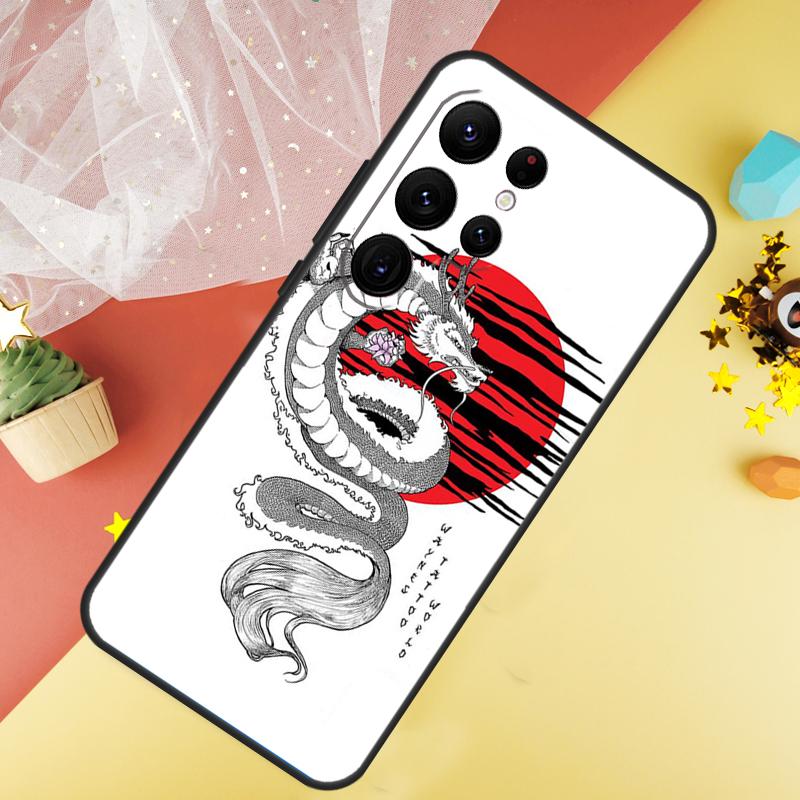 Japanese Dragon Style Funda For Samsung Galaxy S24 Ultra S23 S22 Plus S21 S20 FE S8 S9 S10 Note 10 20 Ultra Case