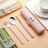 3pcs Portable Stainless Steel Cutlery Set with Colorful Handles (Spoon, Fork, Chopsticks), Ideal for Outdoor & Holiday Gifts