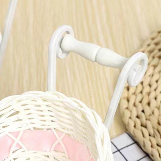 Rattanowy Koszyk na Kwiaty do Wózka Mały Tkany Koszyk do Przechowywania Uchwyt na Sztuczne Kwiaty