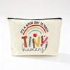 Teacher's Day Inspirational Slogan Makeup Bag - Portable Imitation Linen Zipper Pouch