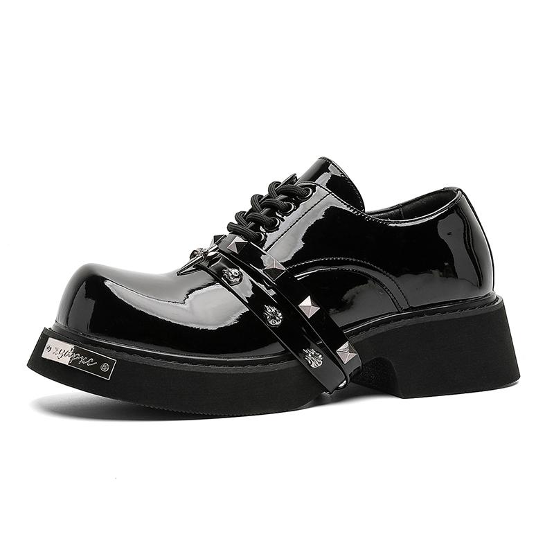 

British Casual Leather Business Shoes Classic Mens Genuine Leather Dress Shoes Social Platform Loafers Chunky Office Oxford Shoe 46