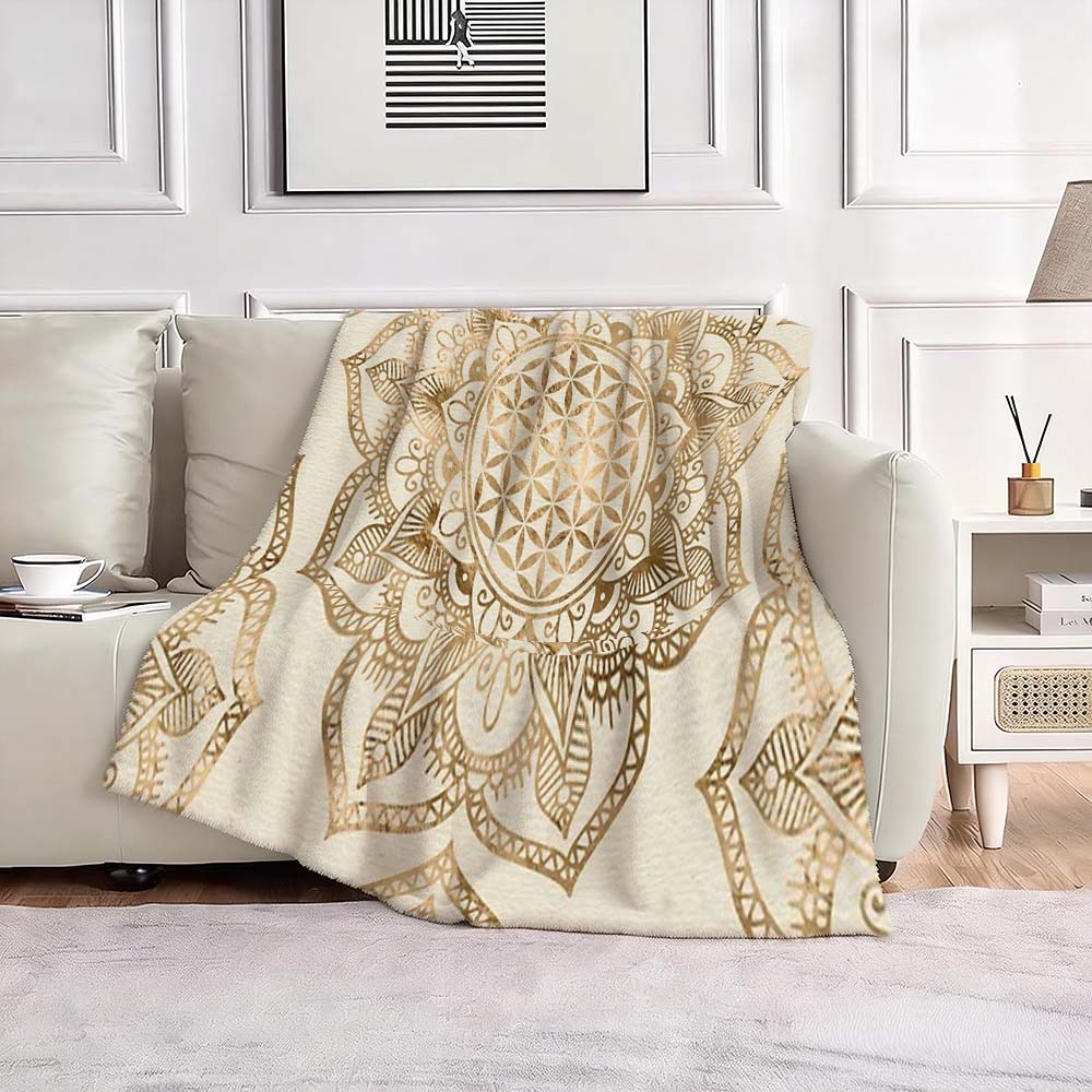 1pc Bohemian Flower of Life Mandala Tapestry Blanket for Home Bedroom Living Room Decor Boho Soft Throw Blanket