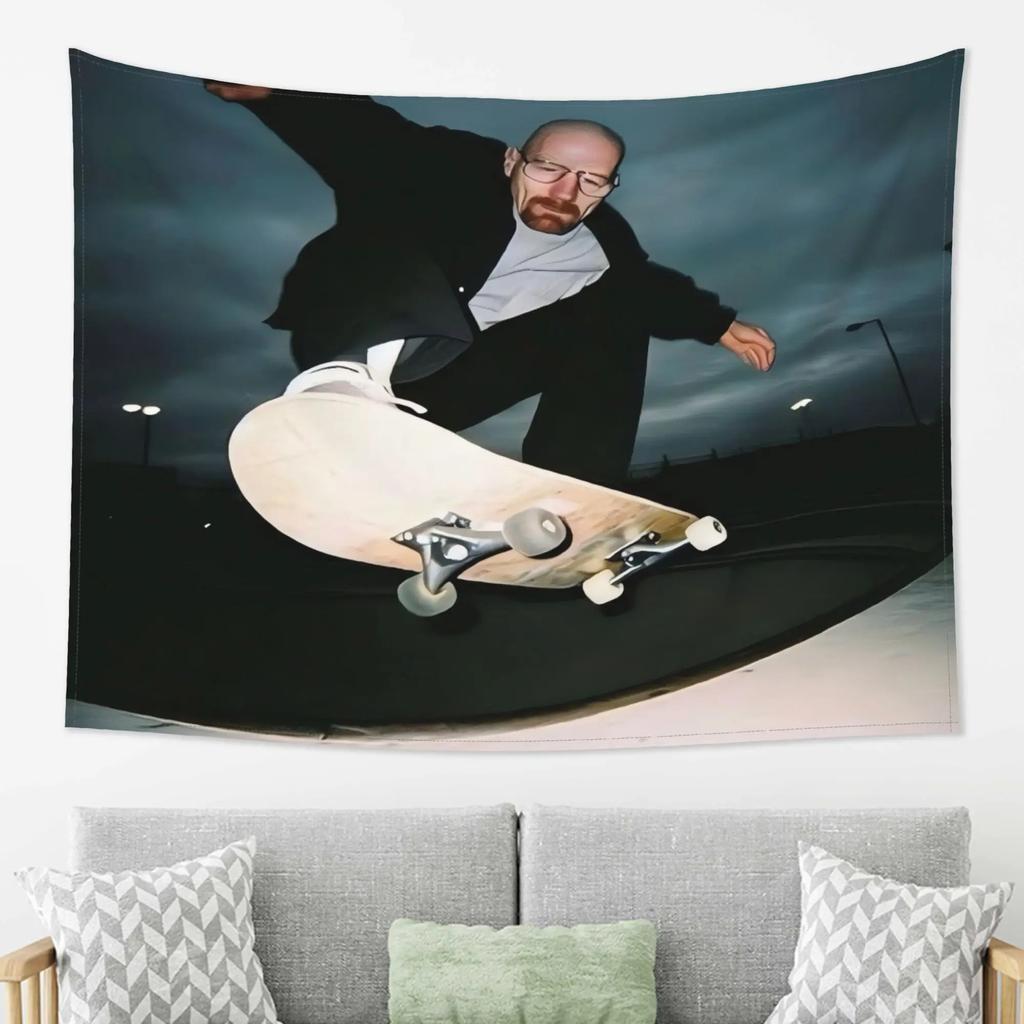 Tapestry Multiple Sizes Printed Vintage White Skateboard American Polyester Living Room Sofa Background Wall Decor Room Street