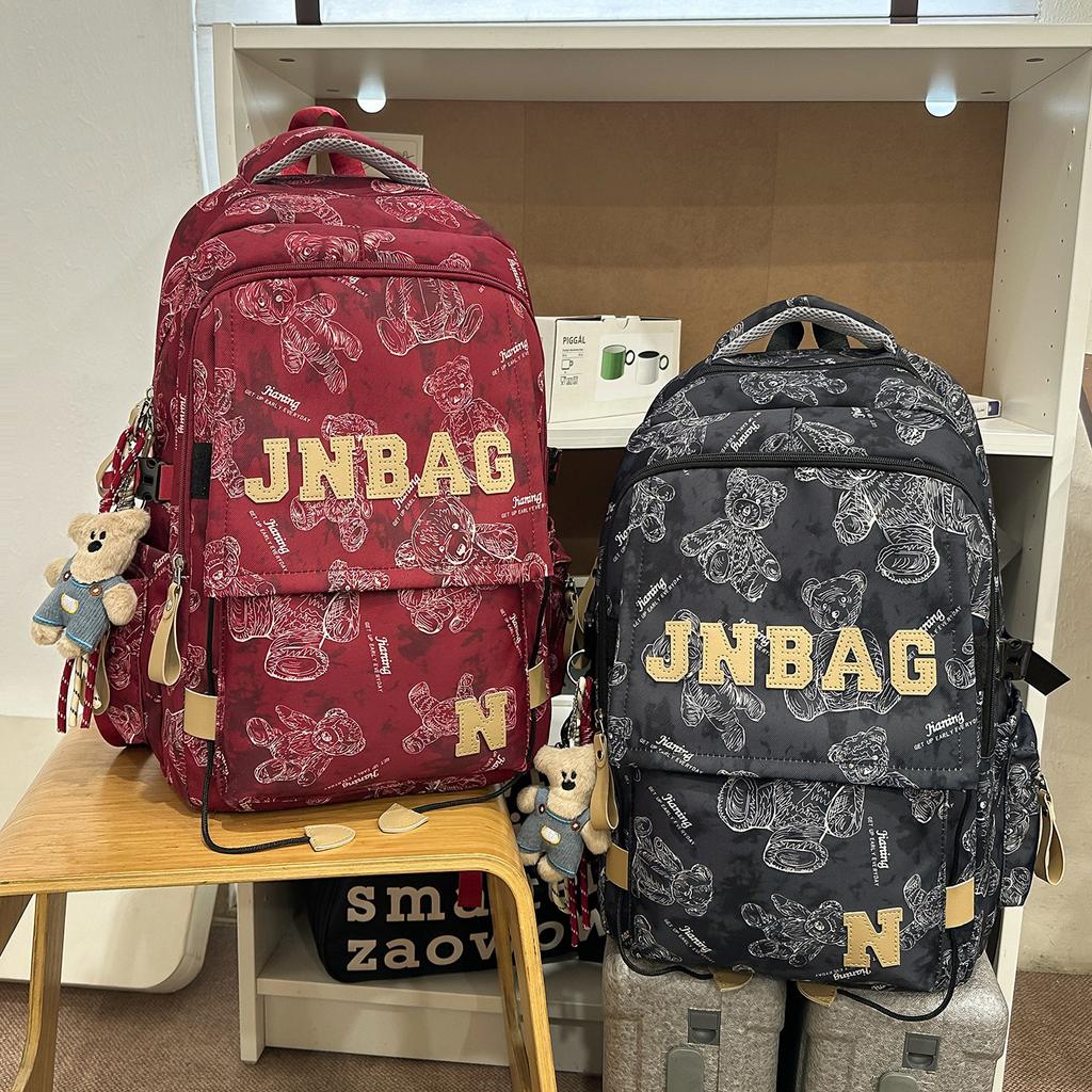 Schoolbag Burden Reduction School Bag Male Female Middle School High School Large Capacity Campus Student Backpack College Student Leisure Travel