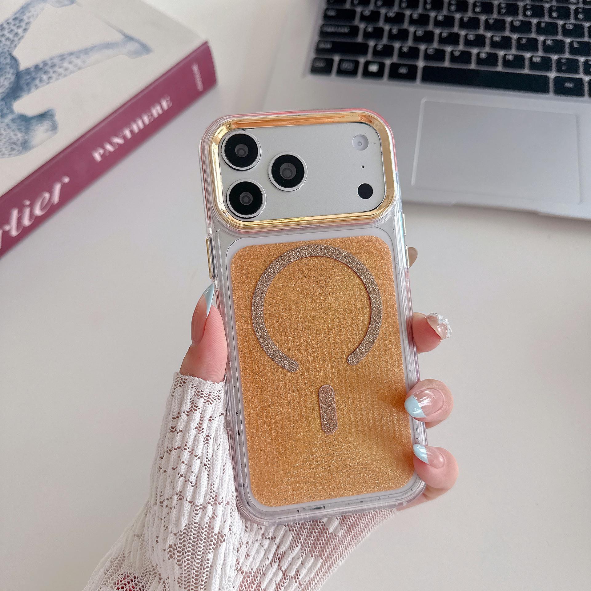 

iPhone 17 Pro Max Glitter Magnetic Protective Case - Anti-Fall Design for Apple 16 16 золотой