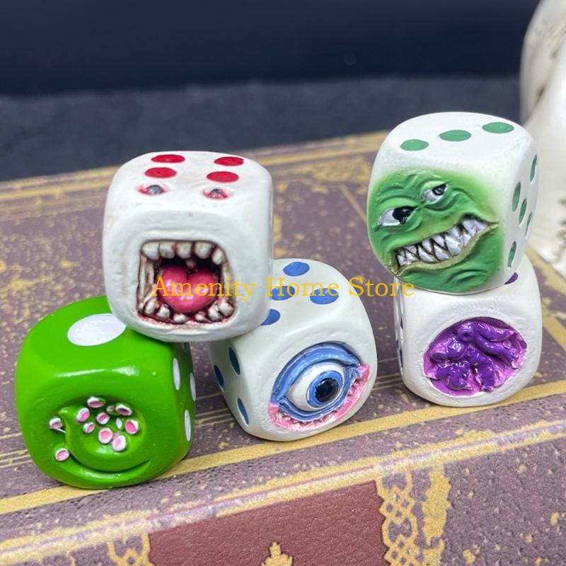 F26C Handcraft Demons Dices Halloweens Resin Artwork for Indoor Themed Decorations