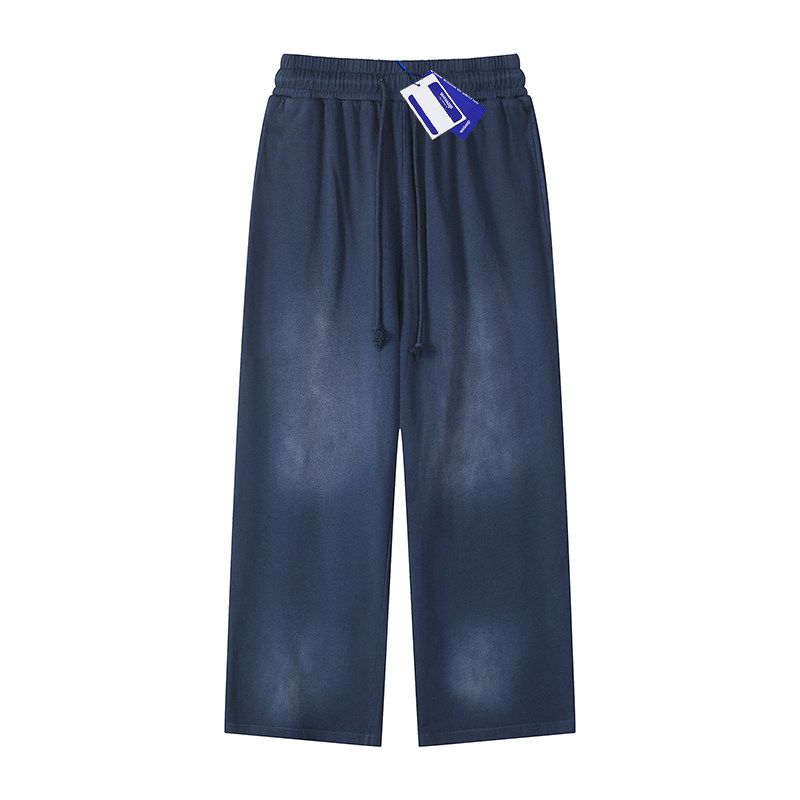 

Wassup Trendy Black Washed Gradient Retro Wide-Leg Pants for Men and Women, New American-Style Straight Casual Pants for Autumn and Winter Royal Blue S.