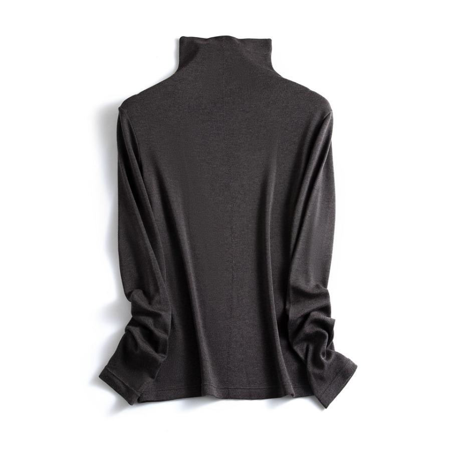 Cashmere Protein Essence Basic Shirt Women's Warm Pullover Iron Free High Collar Stacked Collar Underwear T Shirt Women