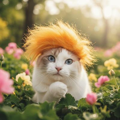 Entertainment Eye-catching Cat Yellow Wig DIY Trimming Polyester Pet Cosplay Hat Novelty Adjustable Cat Headdress Party Dress-Up