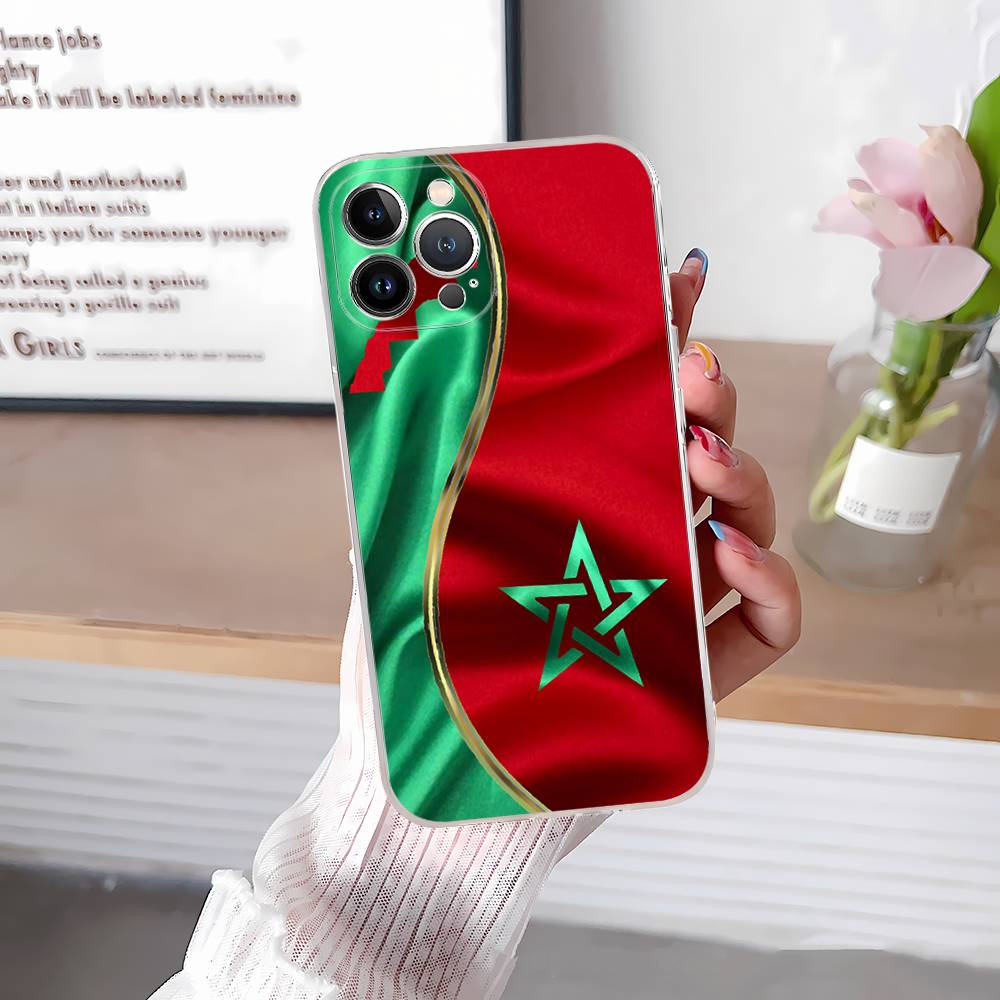 

M-Morocco Flag For IPhone 11 12 13 14 15 16 17 Pro Max Plus Air Transparent Clear Shockproof Case iPhone 12 pro