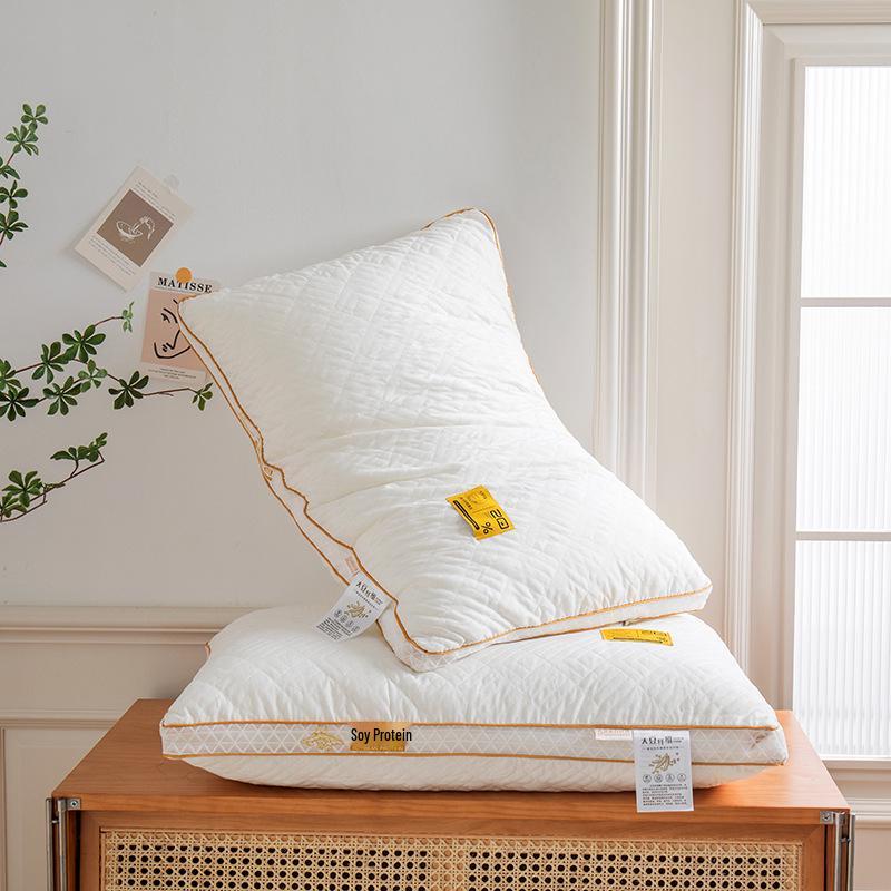 Almofadas de Apoio para Pescoço de Soja Classe A com Fronhas, Não Colapsáveis, 48x74 cm, Conjunto de 2.