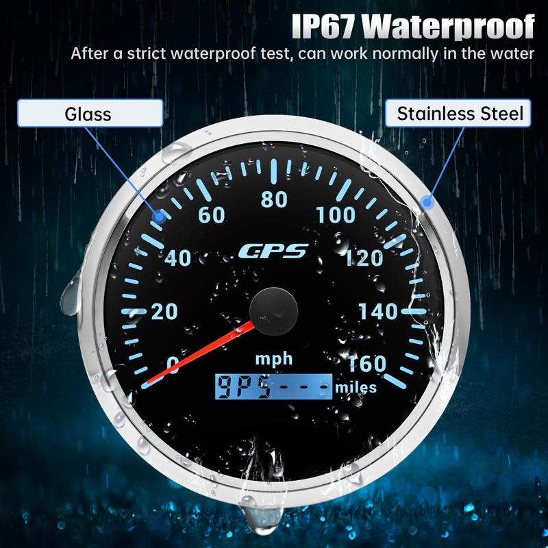 110mm GPS Speedometer 160MPH 0~8000rpm Tachometer Meter 7 Color 52mm Fuel Level Water Temp Oil Press Volt Sensor Kit 6 Gauge Set