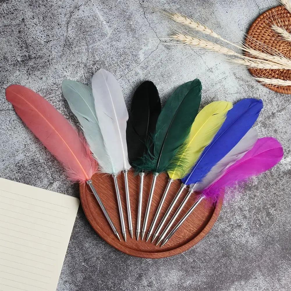 Silver Rod Ballpoint pen Colorful Feather Pen Exquisite Neutral pen  Daily