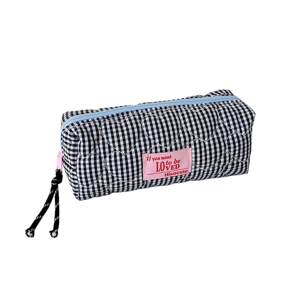 Stoff Koreanisches Karomuster Schreibwarentasche Federtasche Federmäppchen Karomuster Herz-Federmäppchen Kinder Kinder