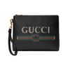Gucci Print Retro Logo Print Wristband Leather Clutch Unisex Black