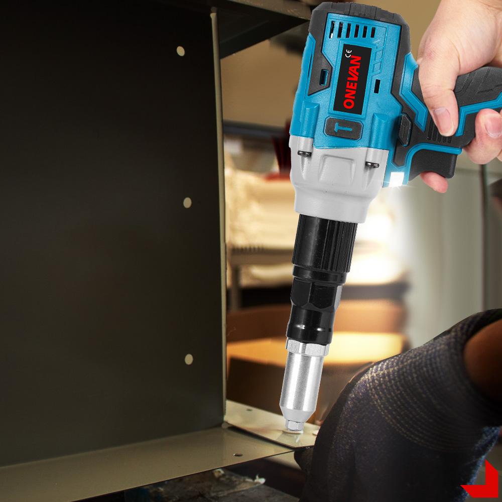 Brushless 25000N Electric Rivet Gun Cordless LED Rivet Nut Gun Drill Insert Automatic Riveting Tool For Makita 18V Battery Pin
