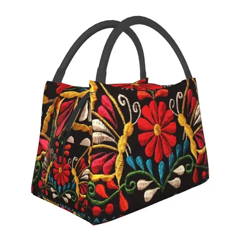 Mexican Talavera Flower Resuable Lunch Box Women Leakproof Cooler Thermal Food Insulated Lunch Bag Office Work Pinic Container
