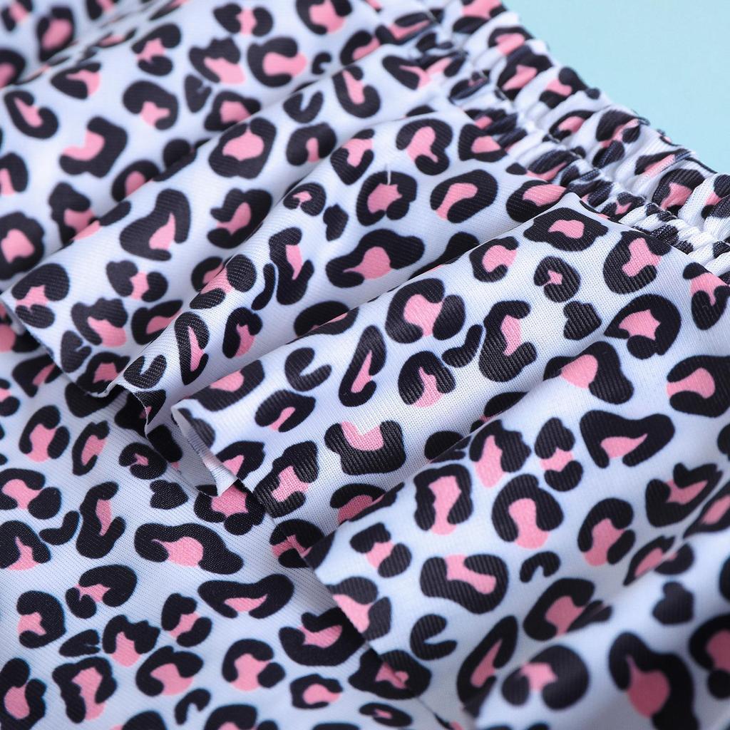 Leopard Print Two-Piece Bikini Set for Girls