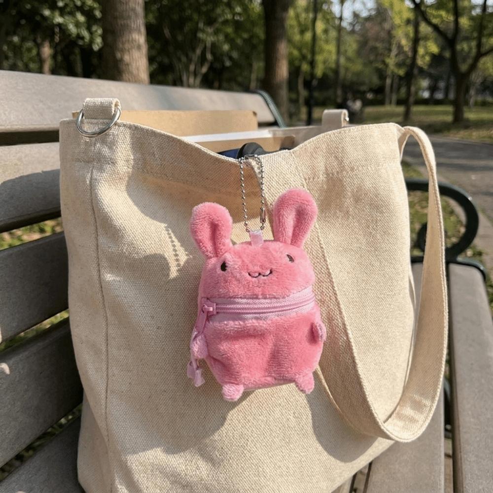 Fluffy Cartoon Coin Purse Cute Keychain Pendant Portable Animal Shape Earphone Storage Bag Girls