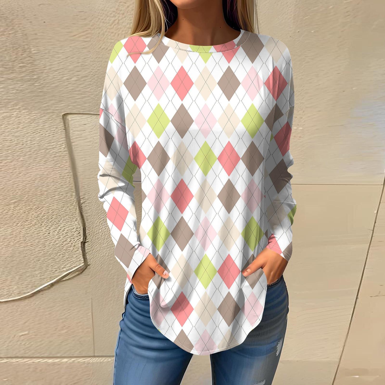 

Футболки для женщин, осенние повседневные рубашки с длинным рукавом, толстовка, винтажный топ с графическим принтом, пуловер XL белый