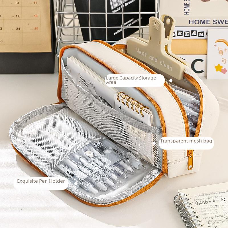 2024 Girl's Large Capacity Pencil Case for Elementary & Junior High Students - Stylish Stationery Bag