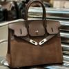 2024 European and American Retro Handbag First Layer Cowhide with Matte Platinum Bag High-end Leather Women's Bag Foreign Trade Bag
